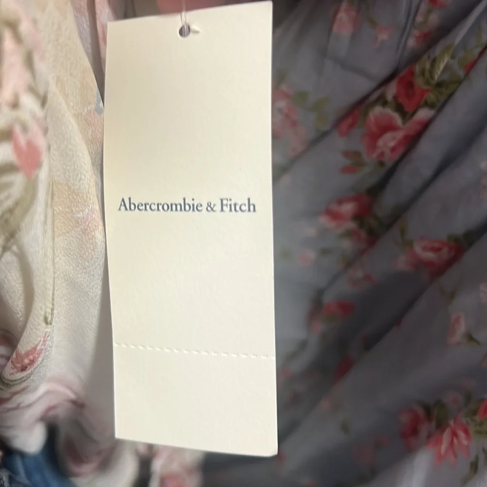 Abercrombie & Fitch Light Blue Floral Tiered Halter Dress